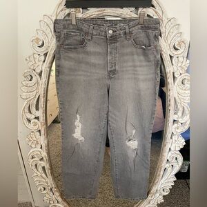 High-Waisted OG Loose Button-Fly Jeans - Faded Gray Wash